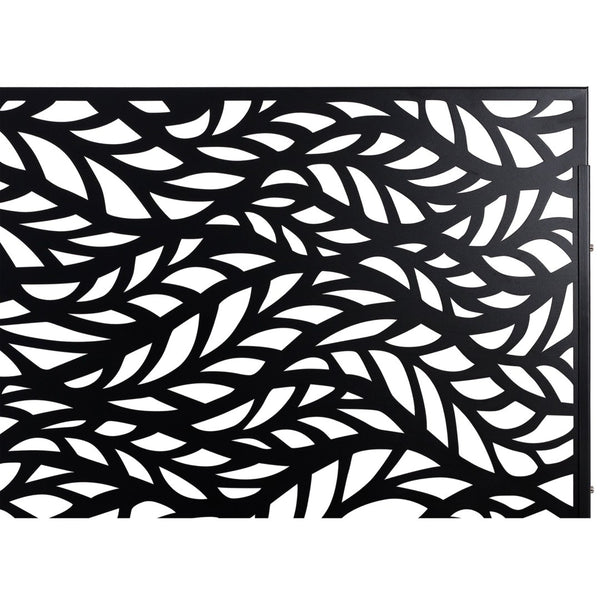 English Elm Outdoor Freestanding Geometric Metal Privacy Panel for Patio Balcony Deck Garden Black W465P193232