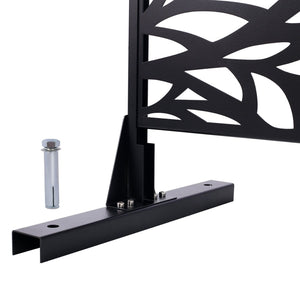 English Elm Outdoor Freestanding Geometric Metal Privacy Panel for Patio Balcony Deck Garden Black W465P193232