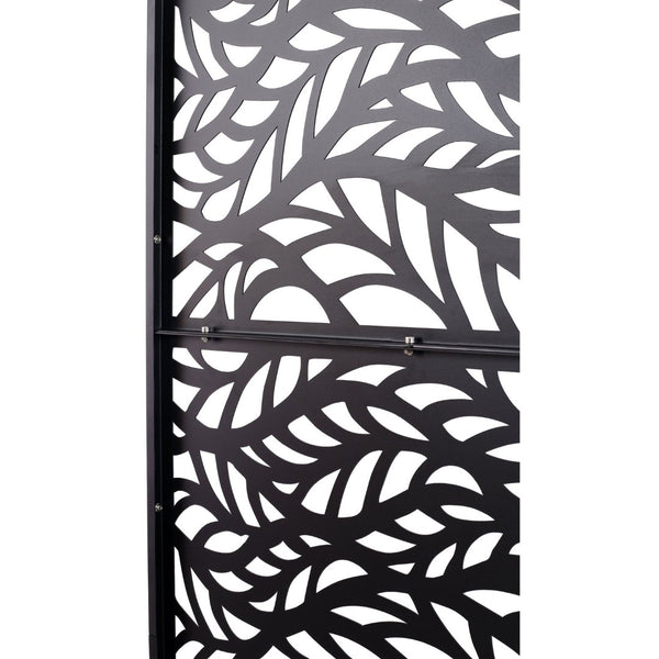 English Elm Outdoor Freestanding Geometric Metal Privacy Panel for Patio Balcony Deck Garden Black W465P193232