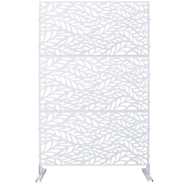 English Elm Outdoor Freestanding Geometric Metal Privacy Panel for Patio Balcony Deck Garden White W465P193233