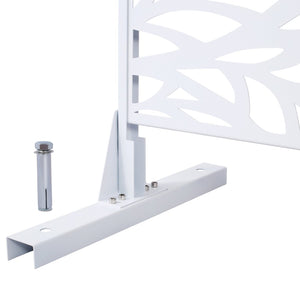 English Elm Outdoor Freestanding Geometric Metal Privacy Panel for Patio Balcony Deck Garden White W465P193233