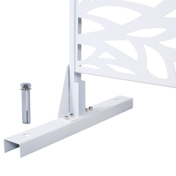 English Elm Outdoor Freestanding Geometric Metal Privacy Panel for Patio Balcony Deck Garden White W465P193233