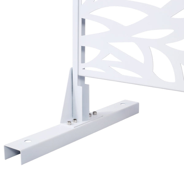 English Elm Outdoor Freestanding Geometric Metal Privacy Panel for Patio Balcony Deck Garden White W465P193233