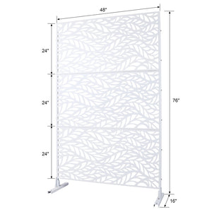 English Elm Outdoor Freestanding Geometric Metal Privacy Panel for Patio Balcony Deck Garden White W465P193233