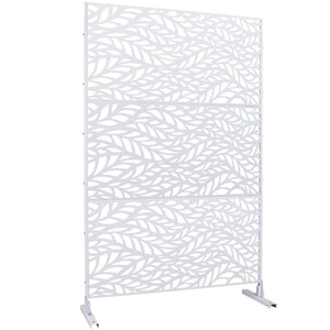 English Elm Outdoor Freestanding Geometric Metal Privacy Panel for Patio Balcony Deck Garden White W465P193233