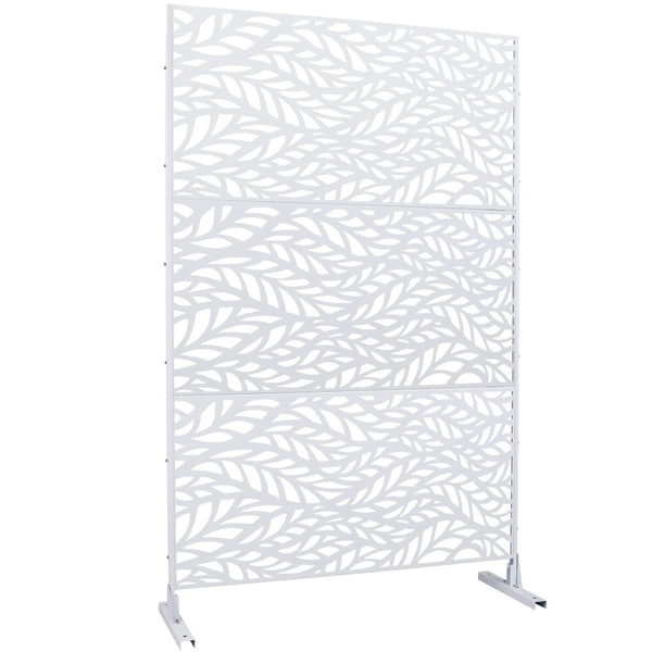 English Elm Outdoor Freestanding Geometric Metal Privacy Panel for Patio Balcony Deck Garden White W465P193233