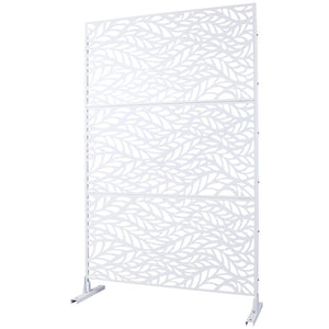 English Elm Outdoor Freestanding Geometric Metal Privacy Panel for Patio Balcony Deck Garden White W465P193233