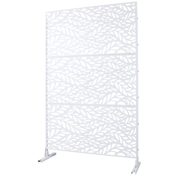 English Elm Outdoor Freestanding Geometric Metal Privacy Panel for Patio Balcony Deck Garden White W465P193233