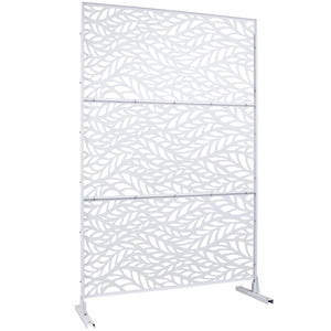 English Elm Outdoor Freestanding Geometric Metal Privacy Panel for Patio Balcony Deck Garden White W465P193233
