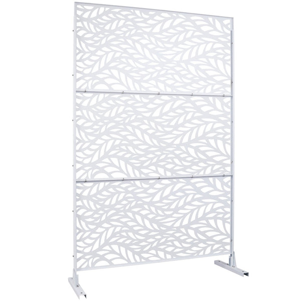 English Elm Outdoor Freestanding Geometric Metal Privacy Panel for Patio Balcony Deck Garden White W465P193233