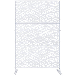 English Elm Outdoor Freestanding Geometric Metal Privacy Panel for Patio Balcony Deck Garden White W465P193233