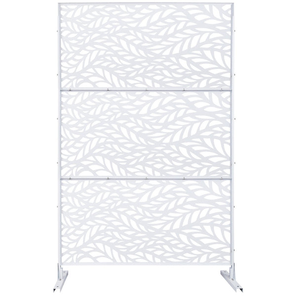 English Elm Outdoor Freestanding Geometric Metal Privacy Panel for Patio Balcony Deck Garden White W465P193233