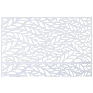 English Elm Outdoor Freestanding Geometric Metal Privacy Panel for Patio Balcony Deck Garden White W465P193233