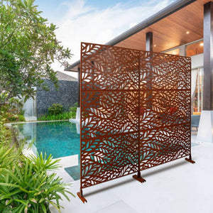 English Elm Outdoor Freestanding Metal Privacy Screen Rustic Patina Patio Garden Deck Divider Panel W465P193235