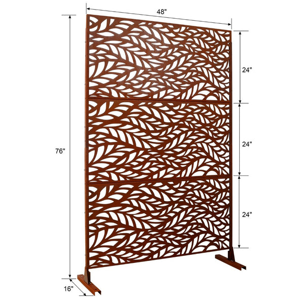 English Elm Outdoor Freestanding Metal Privacy Screen Rustic Patina Patio Garden Deck Divider Panel W465P193235