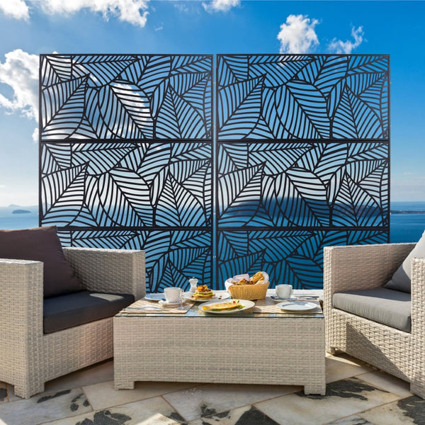 English Elm Outdoor Metal Lattice Privacy Screen Freestanding Rust Resistant Panel for Patio W465P193236