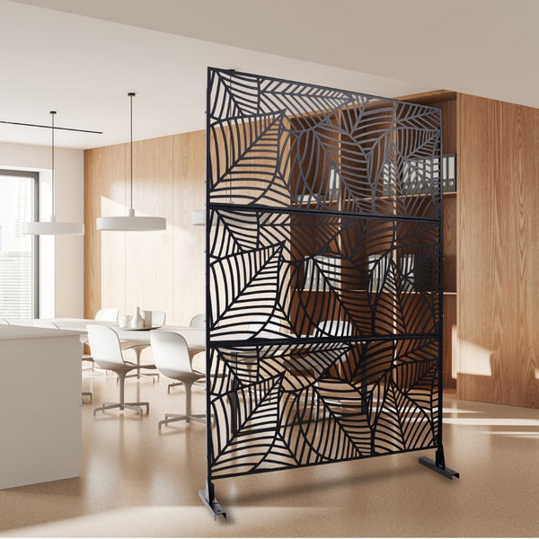 English Elm Outdoor Metal Lattice Privacy Screen Freestanding Rust Resistant Panel for Patio W465P193236