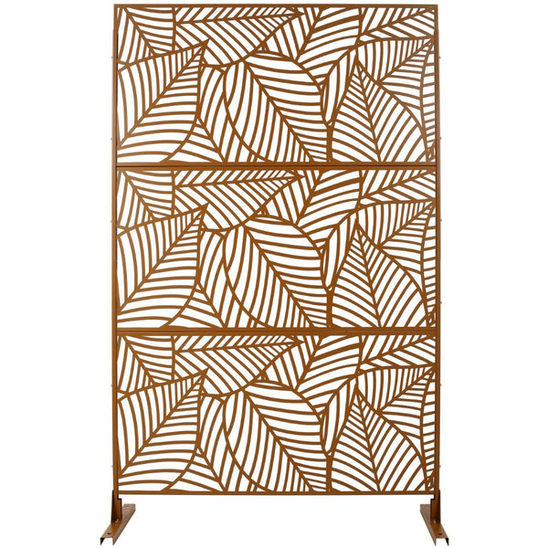 English Elm Outdoor Freestanding Metal Privacy Screen Geometric Lattice Fence for Patio Balcony W465P193237