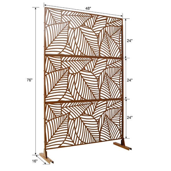 English Elm Outdoor Freestanding Metal Privacy Screen Geometric Lattice Fence for Patio Balcony W465P193237