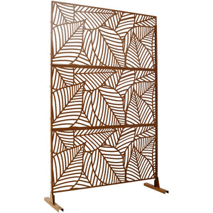 English Elm Outdoor Freestanding Metal Privacy Screen Geometric Lattice Fence for Patio Balcony W465P193237