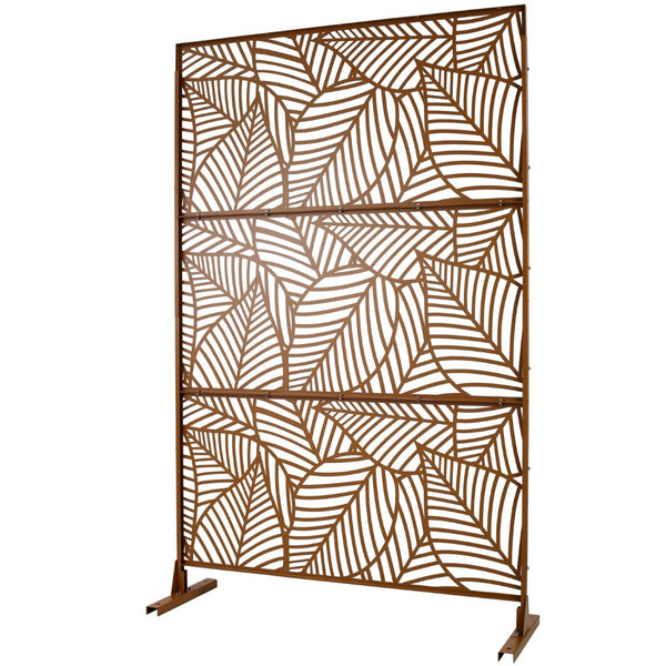 English Elm Outdoor Freestanding Metal Privacy Screen Geometric Lattice Fence for Patio Balcony W465P193237