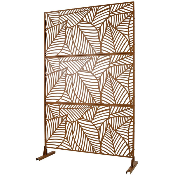 English Elm Outdoor Freestanding Metal Privacy Screen Geometric Lattice Fence for Patio Balcony W465P193237