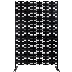 English Elm Outdoor Powder Coated Metal Privacy Screen Freestanding Geometric Panel Patio Garden PS112 Black W465P193241