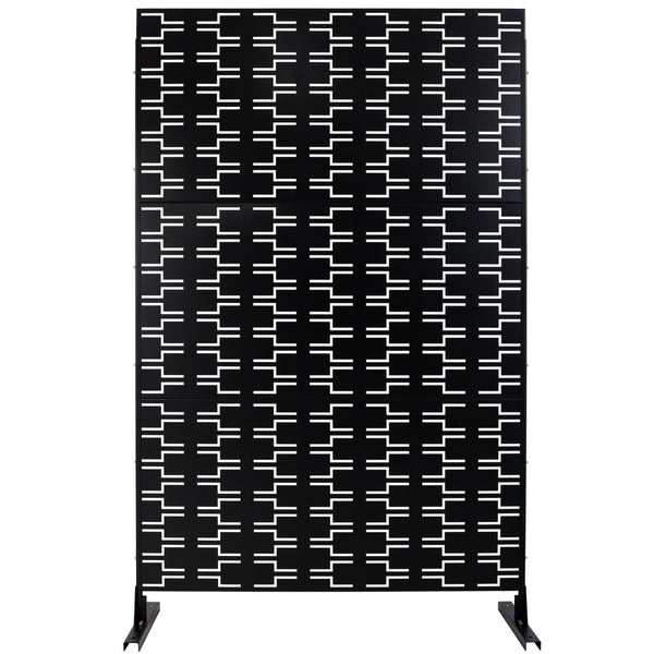 English Elm Outdoor Powder Coated Metal Privacy Screen Freestanding Geometric Panel Patio Garden PS112 Black W465P193241