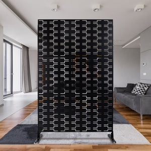 English Elm Outdoor Powder Coated Metal Privacy Screen Freestanding Geometric Panel Patio Garden PS112 Black W465P193241