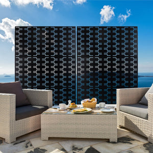 English Elm Outdoor Powder Coated Metal Privacy Screen Freestanding Geometric Panel Patio Garden PS112 Black W465P193241