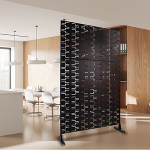 English Elm Outdoor Powder Coated Metal Privacy Screen Freestanding Geometric Panel Patio Garden PS112 Black W465P193241