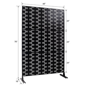 English Elm Outdoor Powder Coated Metal Privacy Screen Freestanding Geometric Panel Patio Garden PS112 Black W465P193241