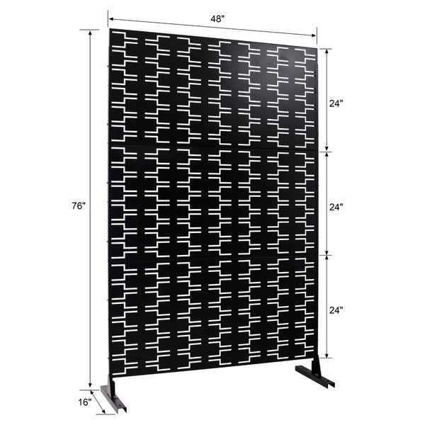 English Elm Outdoor Powder Coated Metal Privacy Screen Freestanding Geometric Panel Patio Garden PS112 Black W465P193241
