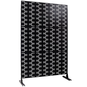English Elm Outdoor Powder Coated Metal Privacy Screen Freestanding Geometric Panel Patio Garden PS112 Black W465P193241