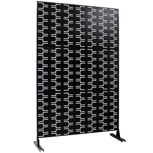 English Elm Outdoor Powder Coated Metal Privacy Screen Freestanding Geometric Panel Patio Garden PS112 Black W465P193241