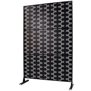 English Elm Outdoor Powder Coated Metal Privacy Screen Freestanding Geometric Panel Patio Garden PS112 Black W465P193241
