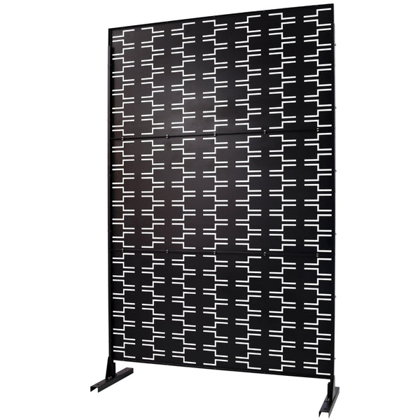 English Elm Outdoor Powder Coated Metal Privacy Screen Freestanding Geometric Panel Patio Garden PS112 Black W465P193241