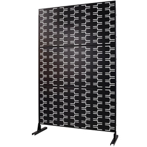 English Elm Outdoor Powder Coated Metal Privacy Screen Freestanding Geometric Panel Patio Garden PS112 Black W465P193241