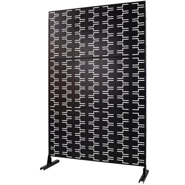 English Elm Outdoor Powder Coated Metal Privacy Screen Freestanding Geometric Panel Patio Garden PS112 Black W465P193241