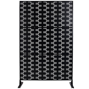 English Elm Outdoor Powder Coated Metal Privacy Screen Freestanding Geometric Panel Patio Garden PS112 Black W465P193241