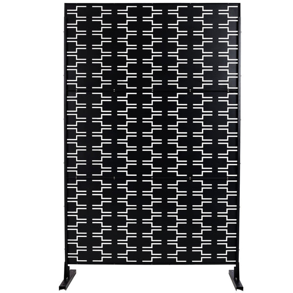 English Elm Outdoor Powder Coated Metal Privacy Screen Freestanding Geometric Panel Patio Garden PS112 Black W465P193241