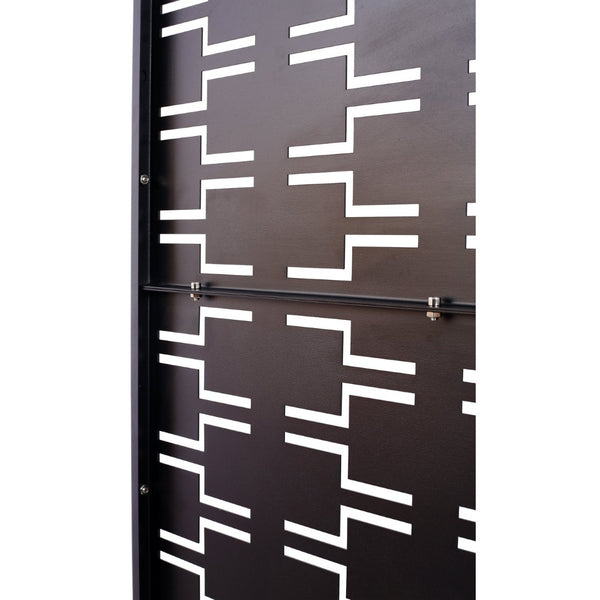 English Elm Outdoor Powder Coated Metal Privacy Screen Freestanding Geometric Panel Patio Garden PS112 Black W465P193241
