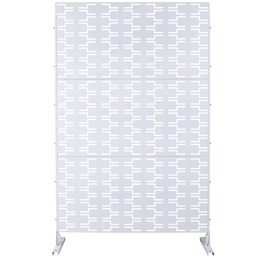 English Elm Outdoor Powder Coated Metal Privacy Screen Freestanding Geometric Panel Patio Garden PS112 White W465P193243