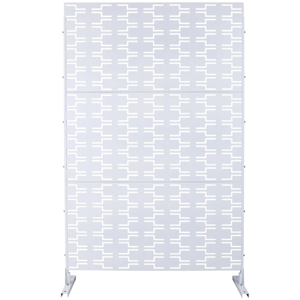 English Elm Outdoor Powder Coated Metal Privacy Screen Freestanding Geometric Panel Patio Garden PS112 White W465P193243