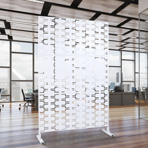 English Elm Outdoor Powder Coated Metal Privacy Screen Freestanding Geometric Panel Patio Garden PS112 White W465P193243