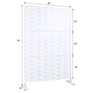 English Elm Outdoor Powder Coated Metal Privacy Screen Freestanding Geometric Panel Patio Garden PS112 White W465P193243