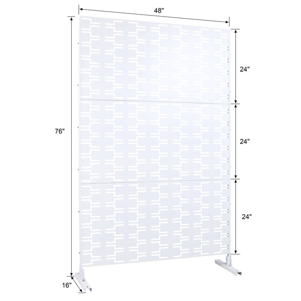 English Elm Outdoor Powder Coated Metal Privacy Screen Freestanding Geometric Panel Patio Garden PS112 White W465P193243