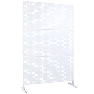 English Elm Outdoor Powder Coated Metal Privacy Screen Freestanding Geometric Panel Patio Garden PS112 White W465P193243
