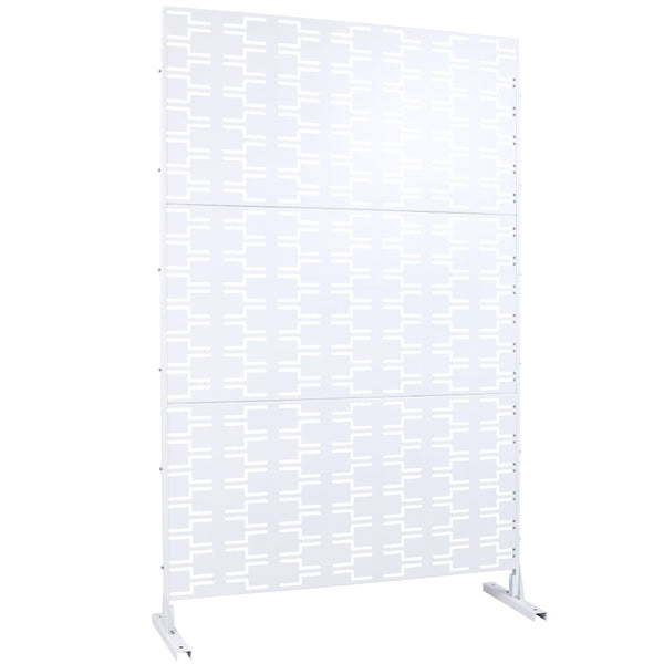English Elm Outdoor Powder Coated Metal Privacy Screen Freestanding Geometric Panel Patio Garden PS112 White W465P193243