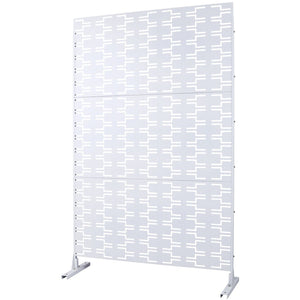 English Elm Outdoor Powder Coated Metal Privacy Screen Freestanding Geometric Panel Patio Garden PS112 White W465P193243